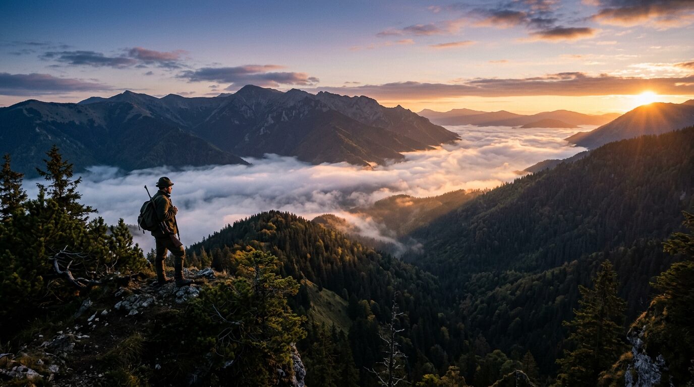 Karpaten-Hochwildrevier im Morgennebel